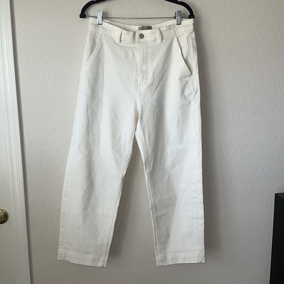 EVERLANE The Straight-Leg Crop Sz 12 Regular in Bone Cream Stretch cropped. - Picture 5 of 15